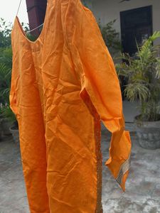 Embroidered Orange Kurta
