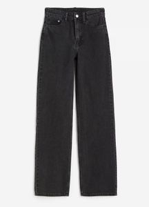 h&m wide ultra high waist black denim