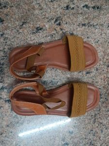Brown Elastic Strap Sandals
