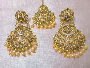 Golden Earrings And Tikka Set
