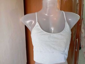 Grey Ribbed Sports Bra