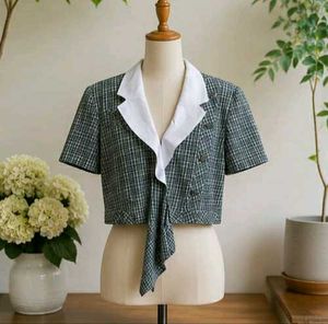 Plaid Cropped Blazer Top