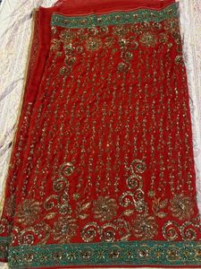 Red Embroidered saare