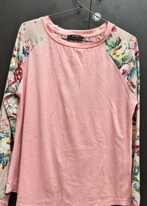 Floral Sleeve Pink Top
