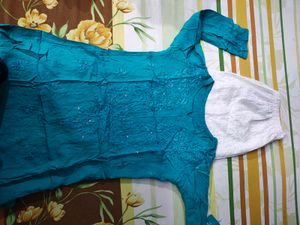 Beautiful Teal Kurta Set with White Palazzo
