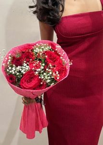 Elegant Red Bodycon Midi Dress