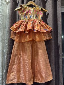 Festive Girls' Brocade Pant Set