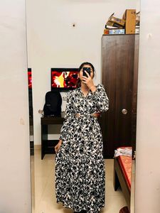 Women's Floral V-neck Multicolour Dress