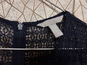 H&amp;M Navy Lace Detail A-line Dress