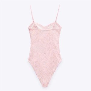 Zara New Floral Corset Satin Bodysuit Top From NYC