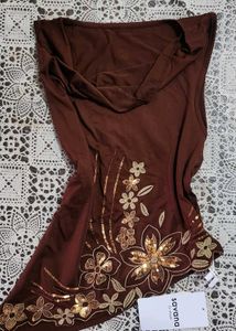 Brown sequin Embellished Top