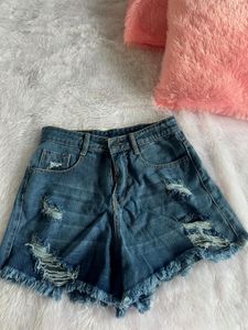 Ripped Denim Shorts