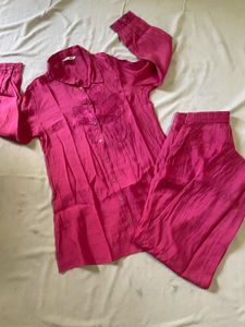 Stylish Pink coord Set with Embroidery