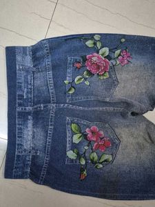 Hand-Painted flowerJeggings