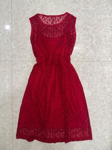 Pantaloons Red Lace Dress - Size S
