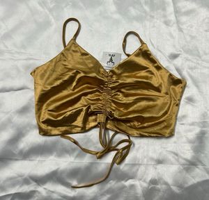 IMPORTED Golden Ruched Camisole Top