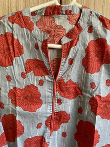 Floral Print Cotton Kurta