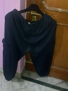 plus size Navy Blue Track Pants with Stripes