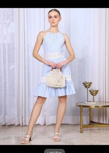 open back Striped Halter Neck Dress