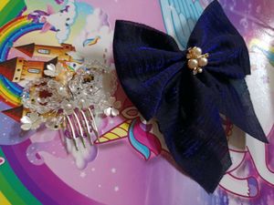 Sparkly Blue Bow and tiara (2 hair accessories)