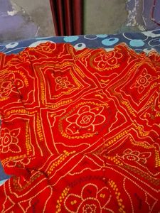 Vibrant Red Bandhani Saree
