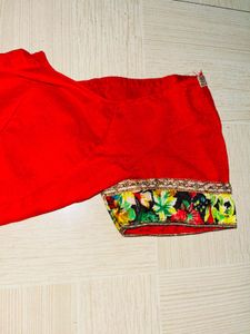 Stunning Red Velvet Blouse with Embellished Sleeve