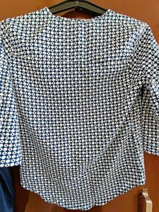 Stylish Navy &amp; White Polka Dot shirt type top