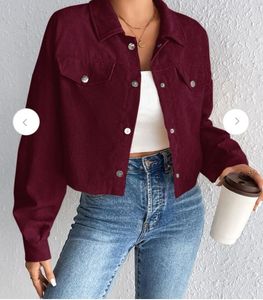 Maroon Corduroy Cropped Jacket newwdtag