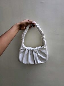 Chic White Ruched Handbag