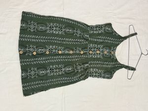 Green Boho Print Mini Dress
