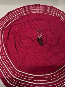 Red chaniya golden border &amp; white blouse