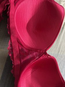 Lace Trimmed Pink Push-Up Bra