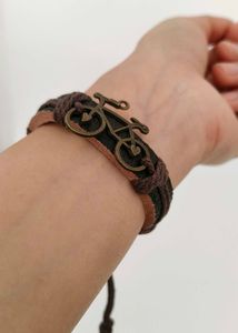 Bicycle Charm Leather Bracelet