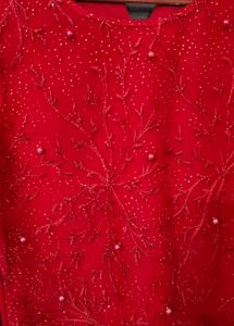 Elegant Red Embellished Party Top