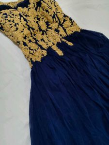Elegant Embroidered and stone work Navy Blue Gown