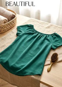 Chic Off-Shoulder Emerald Green Top