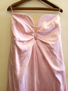 Stunning Pink Satin Maxi Dress