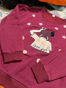 Cute Burgundy Polka Dot Sweatshirt