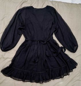 Chic Black Wrap Dress with Tie Waist
