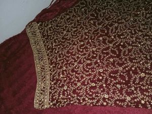 MAROON VELVET BRIDAL LEHENGA HEAVY GOLD ZARI
