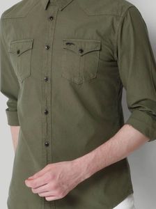 Men's Olive Green Western Shirt