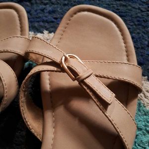 Stylish Beige Flat Sandals