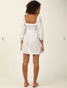Forever 21 White Smocked Square Neck Dress