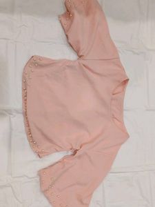 Elegant Pink Blouse with Pearl Detail