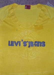 Yellow Long Sleeve Top with "Levi's Jeans" Graphic