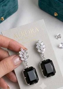 Elegant Black Gemstone Drop Earrings