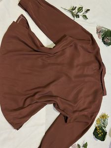 Chic Brown Long Sleeve Button-Up Top