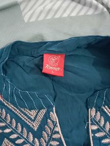 Teal Embroidered Kurti