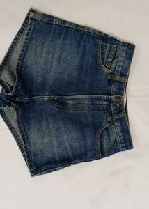Blue Denim High Waisted Shorts
