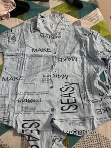 Sky Blue Colour Printed Shirt